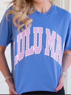 Lulu Mac Flo Blue Logo Tee New